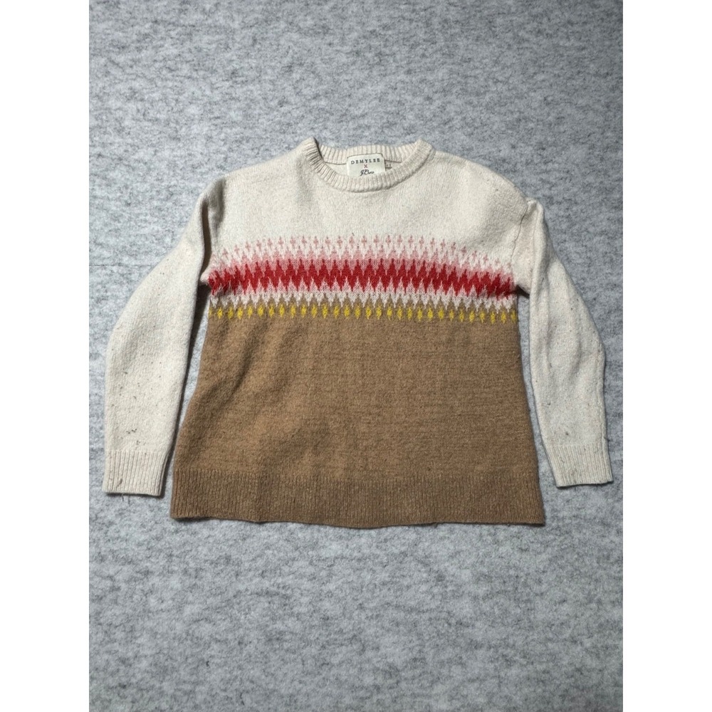 J.Crew DEMYLEE Colorblock Wool Mohair Sweater‎ Beige Pink Mens Small